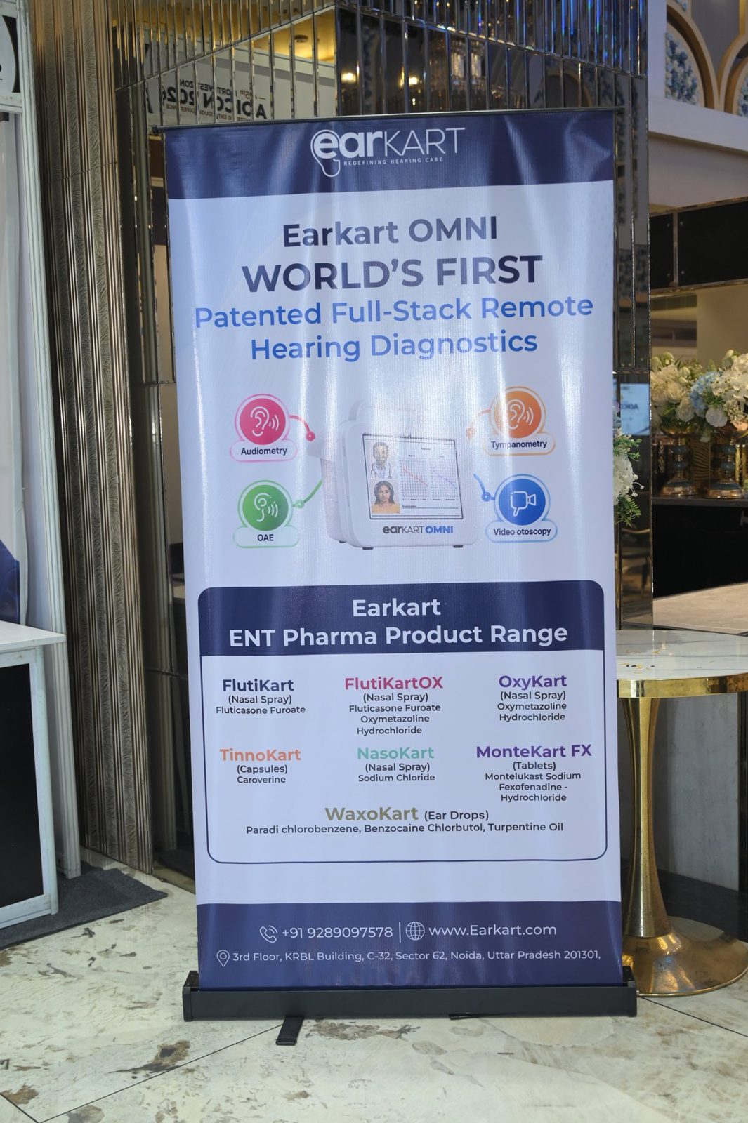 OMNI and ENT pharma standee at the entrance