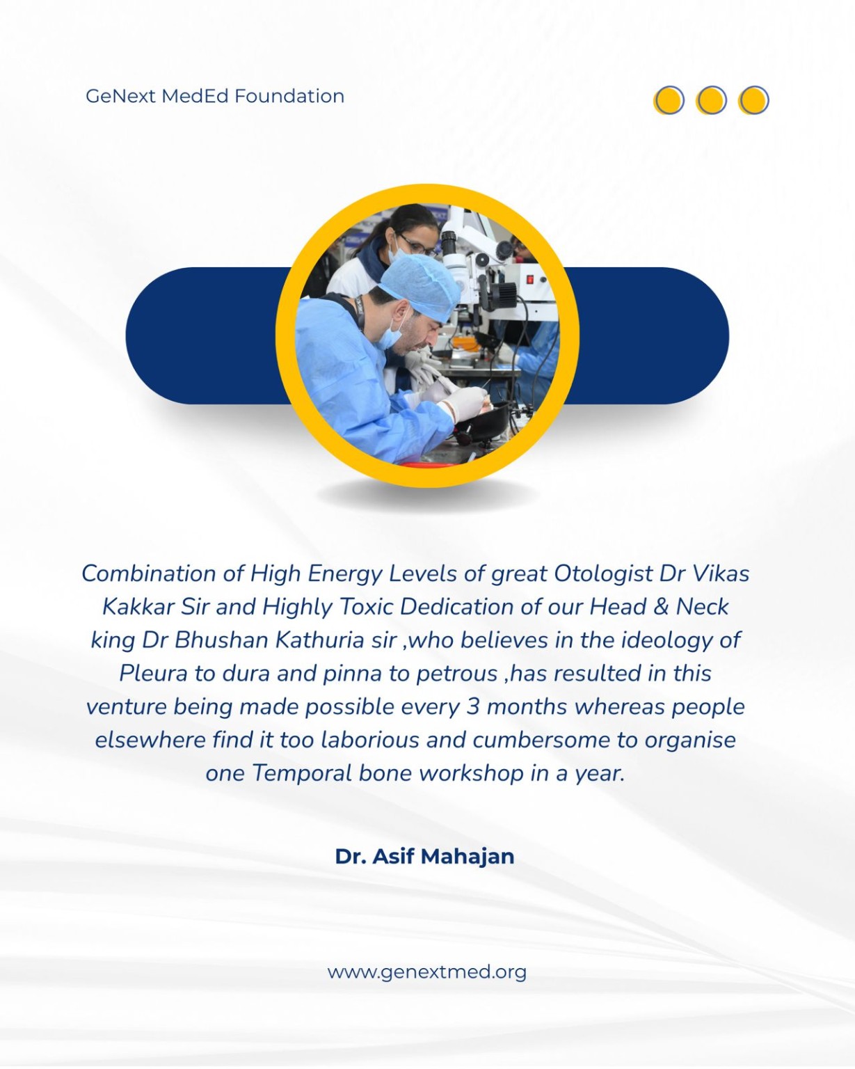 Workshop feedback card attributed to Dr. Asif Mahajan
